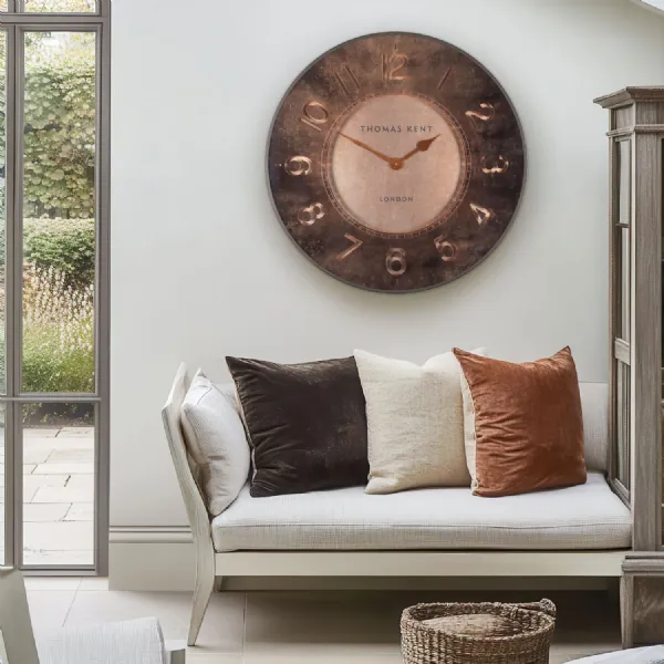 Sovereign Gold Metal Coffee Rim Round Wall Clock 74cm Dia