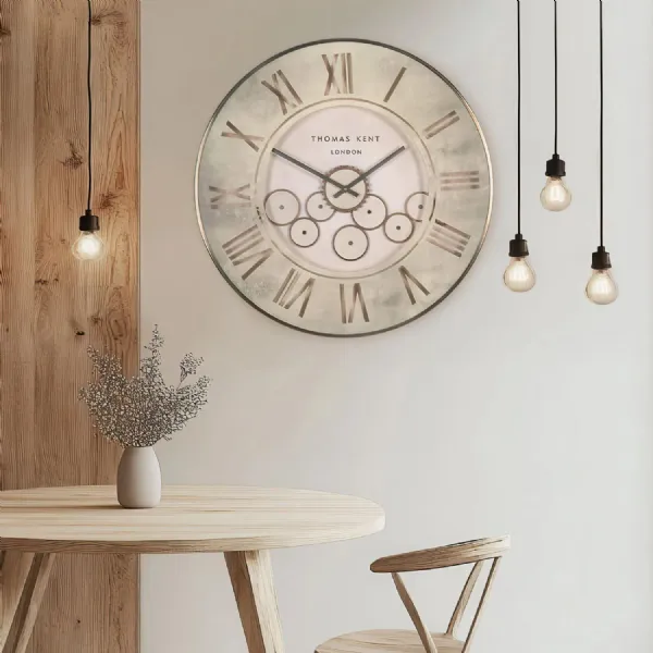Stone Metal Round Wall Clock 74cm Moving Cog Detail