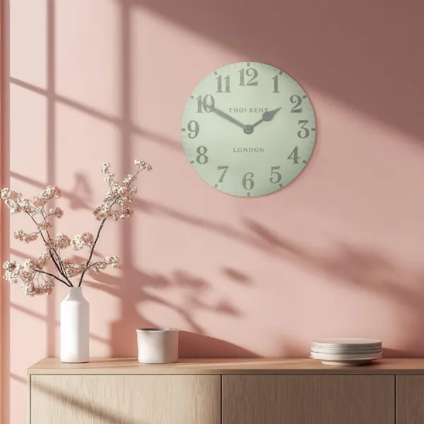 Pearl Green Metal 51cm Arabic Style Round Wall Clock