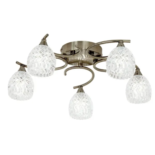 Boyer 5 Ceiling Lamp Antique Brass