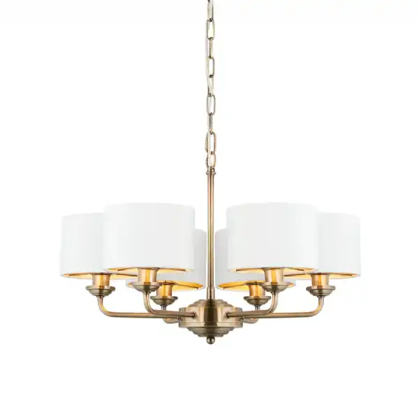 6 Pendant Light Antique Brass Long