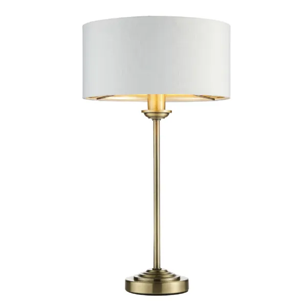Antique Brass Table Lamp White fabric Shade with Reflective Inner