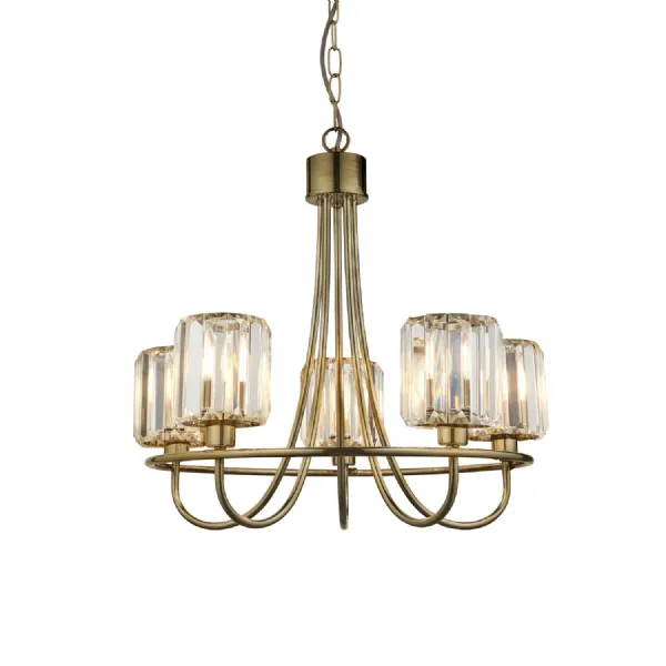 5 Pendant Light Antique Brass