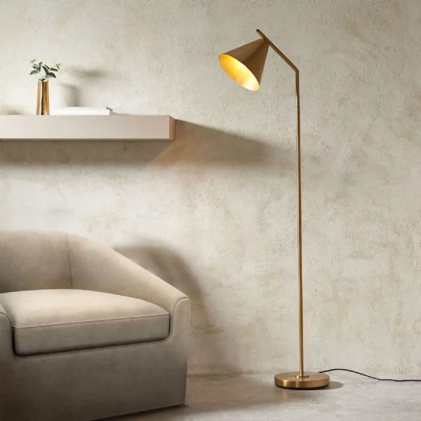Antique Brass Steel Task Floor Lamp With Adjustable Arm