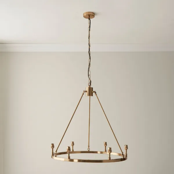 6 Pendant Light Metal Fitting Brushed Aged Brass Finish