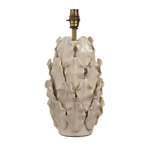 Leaf Table Lamp Base Ivory Crackle Large