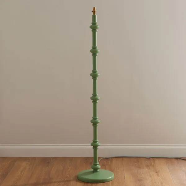 Green Wooden Turned Spindle Floor Lamp Base Only