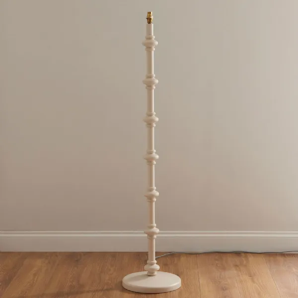 White Wooden Turned Spindle Floor Lamp Base Only