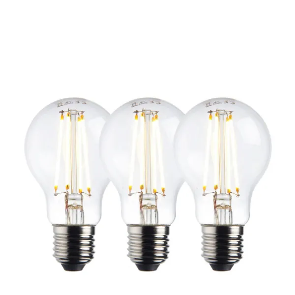 E27 LED Filament GLS (3pk) Clear Glass