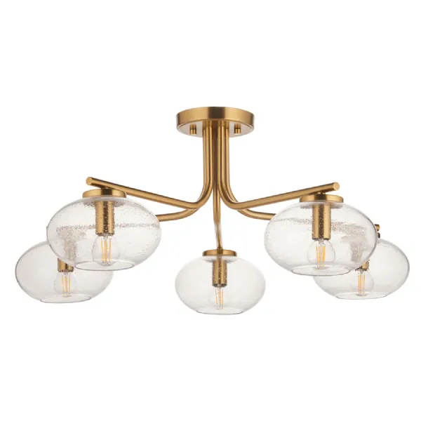 5 Light 5 Ceiling Light Warm Brass