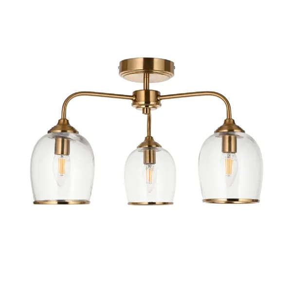 Ceiling 3 Light Brushed Aged Brass