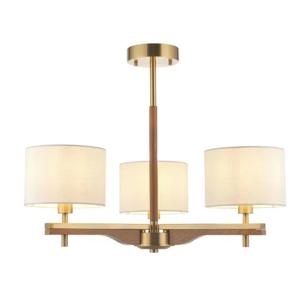 Heathcliff 3 Ceiling Light Brushed Aged Brass