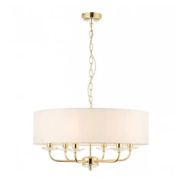 Antique Brass Cylindrical Top 6 Pendant Light