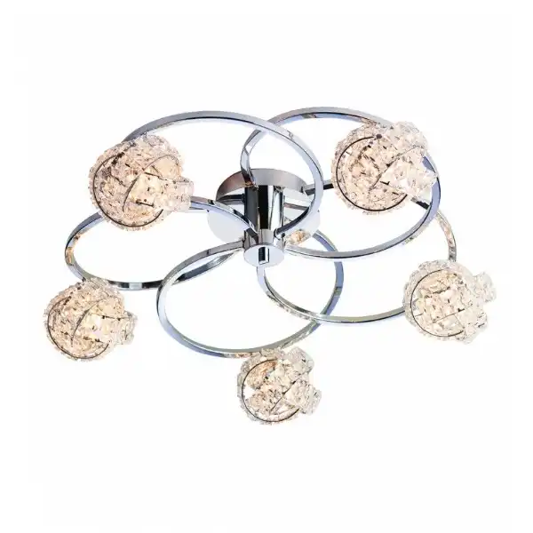Chrome Clear Crystal Shade 5 Ceiling Light