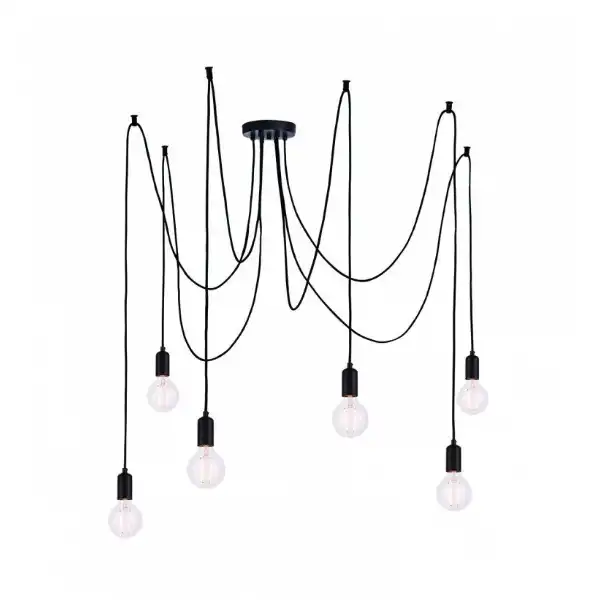 6 Cluster Pendant Light Matt Black