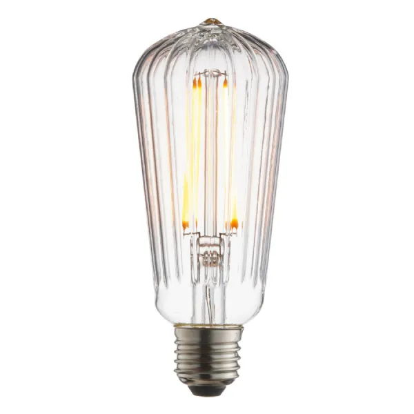 Ribb Pear Bulb Clear Glass
