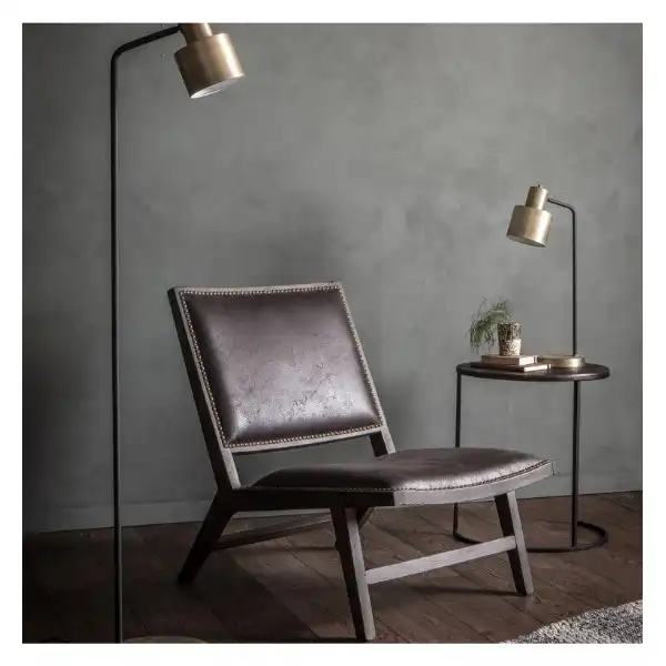 Metal Steel Floor Standing Tall Lamp Matt Antique Brass and Black