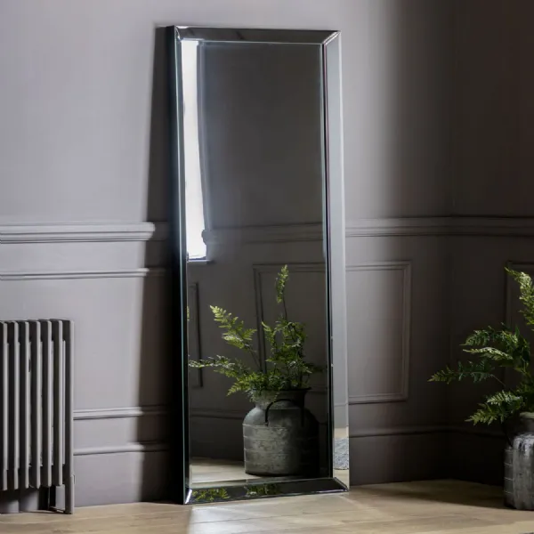 Large Rectangular Mirrored Glass Leaner Floor Mirror