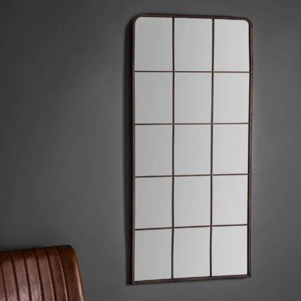 Metal Finish Multi Window Wall Mirror Arched Rounded Top