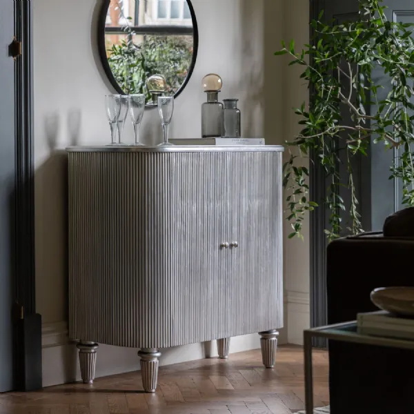 Hand Gilded Silver Leaf 2 Door Drinks Cabinet