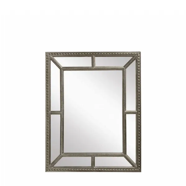 Silver Pewter Intricate Patterned Bevelled Glass Wall Mirror