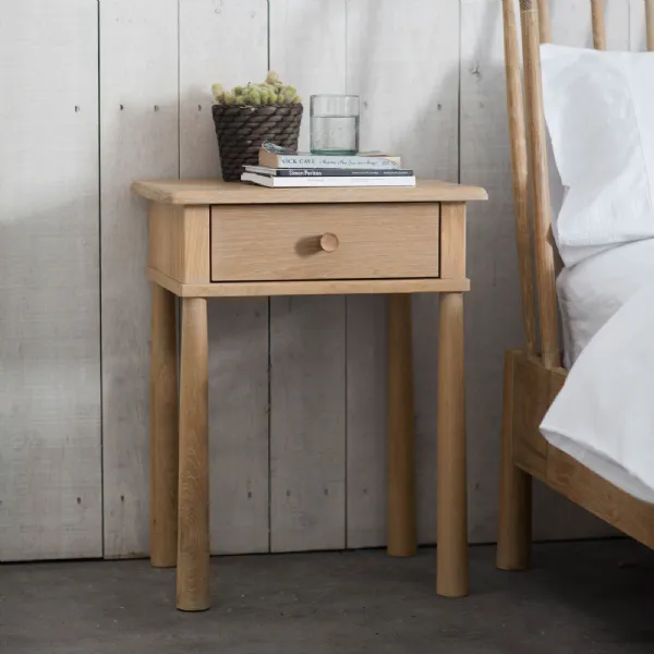 Nordic Light Oak 1 Drawer Bedside Table