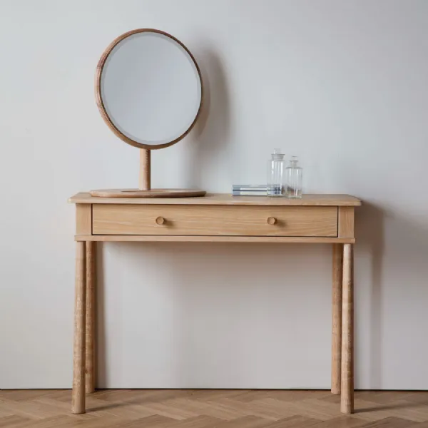 Small Nordic Oak 1 Drawer Dressing Table Desk 120cm Wide