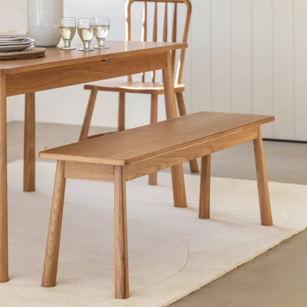 Light Oak Nordic Style Dining Bench 130cm Wide