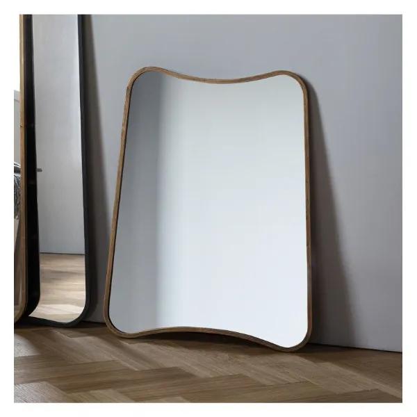 Gold Rectangular Curved Edge Mirror