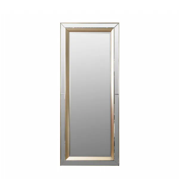 Venetian Rectangular Leaner Floor Mirror With Gold Panel