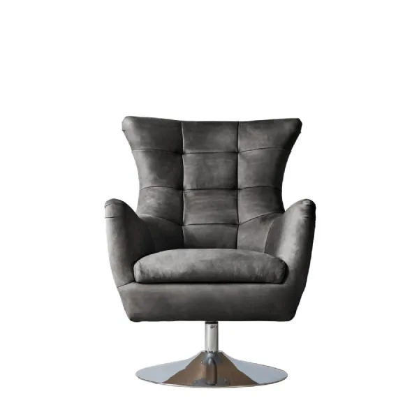 Swivel Chrome Base Black Leather Chair