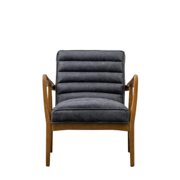 Black Aged Leather Armchair