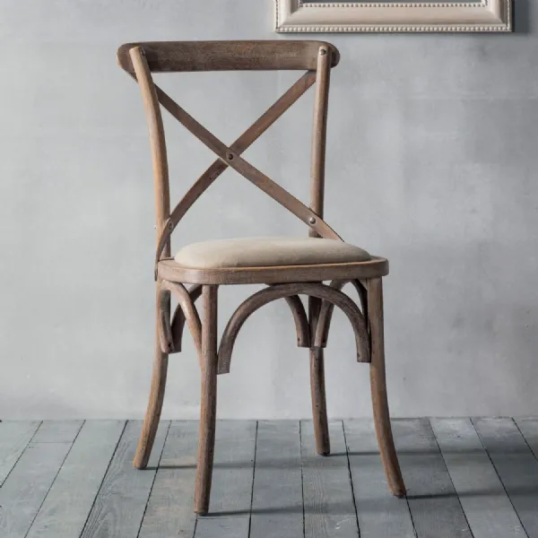 Natural Wood Cafe Bistro Farmhouse Dining Chair Padded Seat