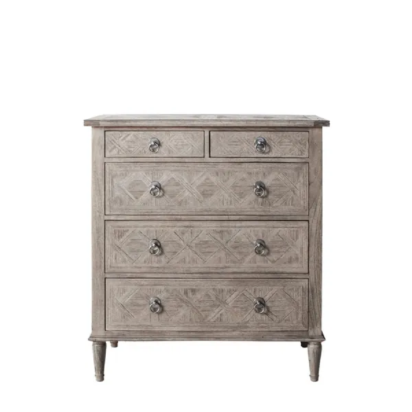 5 Drawer Grey French Chest