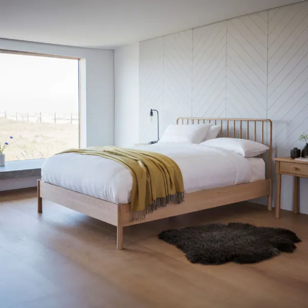 Nordic Solid Oak Wood Double Spindle Bed Low Foot End