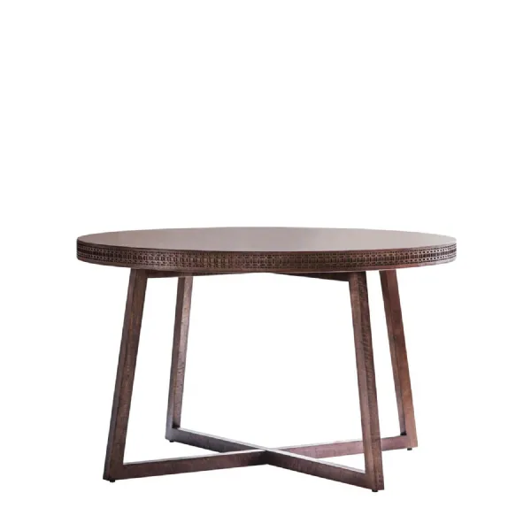 Brown Wood Round Frieze Dining Table
