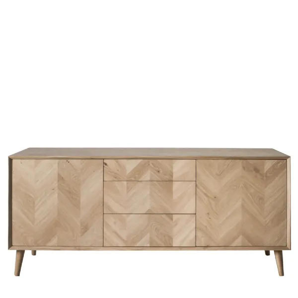 Matt Oak Chevron Sideboard