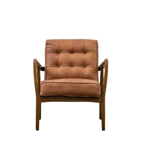 Aged Leather Button Back Armchair