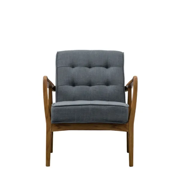 Brown Leather Oak Frame Armchair