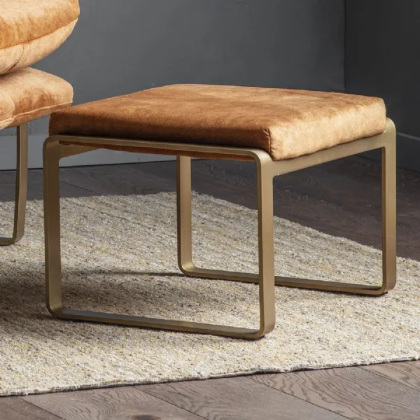 Ochre Footstool Brass Matte Finished Metal Frame