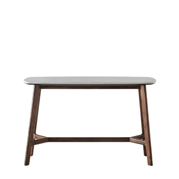 Solid Dark Wood Console With Marble Top