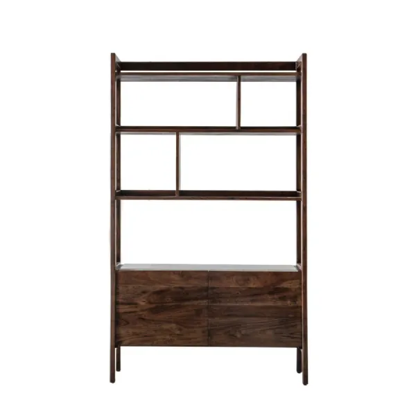 Marble Top Dark Wood Shelving Unit