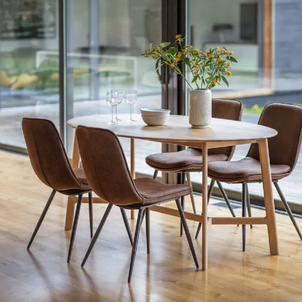Light Oak Wood 180cm Oval 6 Seater Dining Table