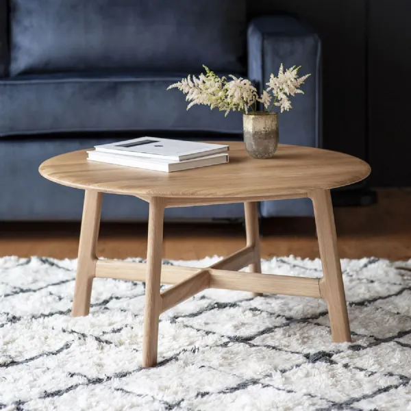 Light Oak Wood 80cm Round Coffee Table