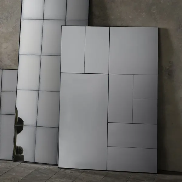 Silver Large Multiwindow Rectangular Wall Mirror