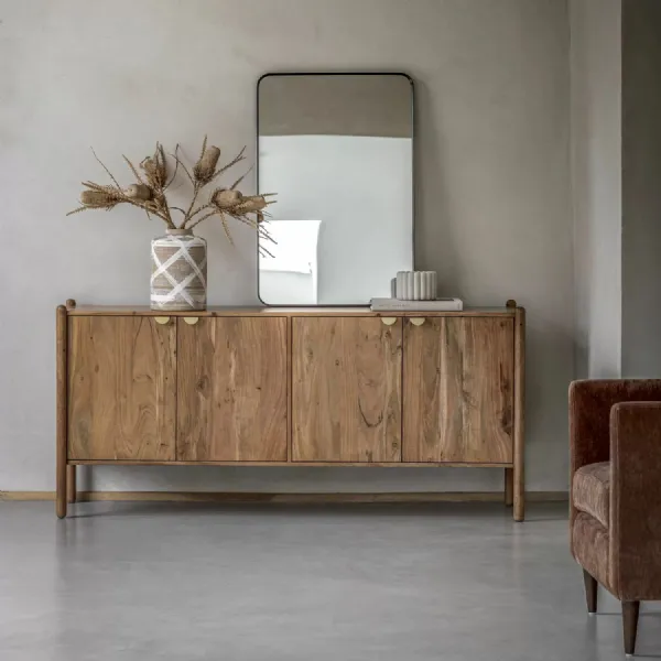 Natural Acacia Wood 4 Door 175cm Wide Sideboard