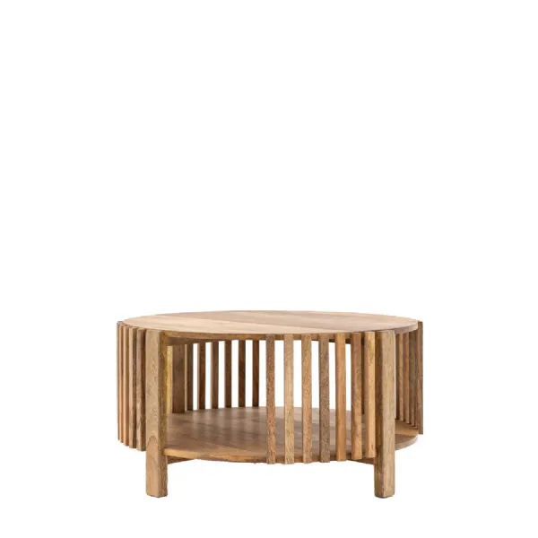 Natural Wooden Slatted Coffee Table