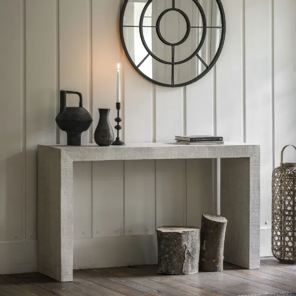 Rustic White Wash Wood Console Hall Table
