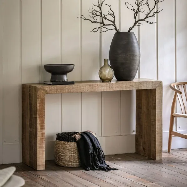 Chunky Rustic Natural Mango Wood Console Table 140cm Wide