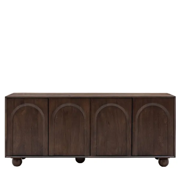 Dark Mango Wood 4 Door Arc Sideboard